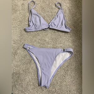 Lavender Ribbed Triangle Bikini Set